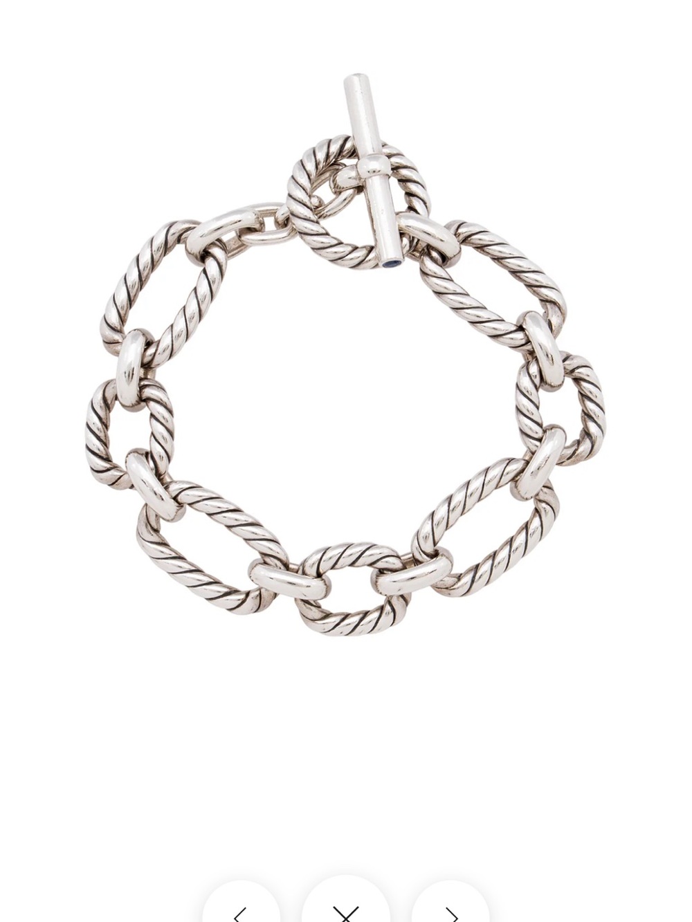 David Yurman Sterling Silver Sapphire Cushion Link Chain Bracelet